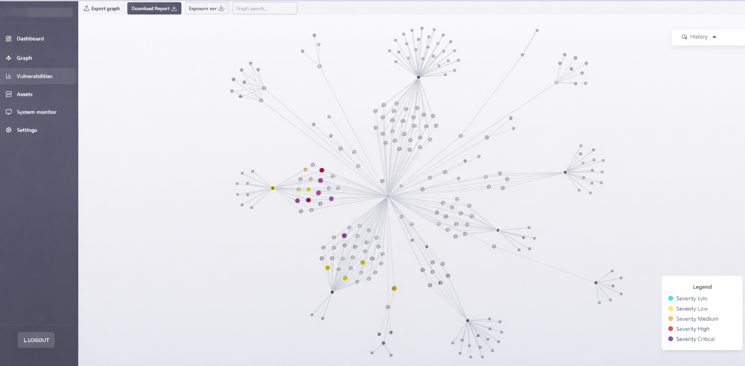 CyberSAM interactive attack surface graph